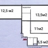 3-комн. квартира, 55 м²